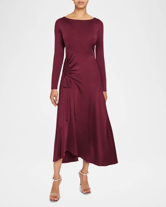 Tia Ruched A-Line Midi Dress